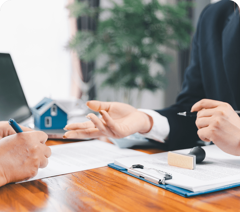 Business meeting with contract discussion